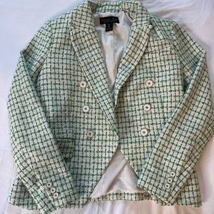 Rachel Zoe Tweed Jacket Blazer Green Small